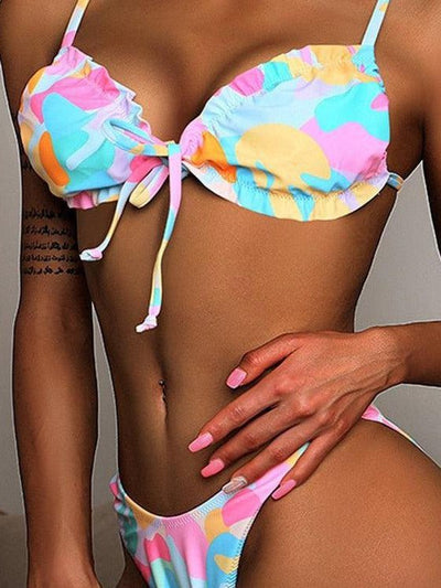 Floral Push Up Bow Bikini Set - Sand & Bliss